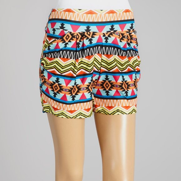 Orange & Blue Tribal Shorts - Women XL *NWOT - Picture 1 of 1